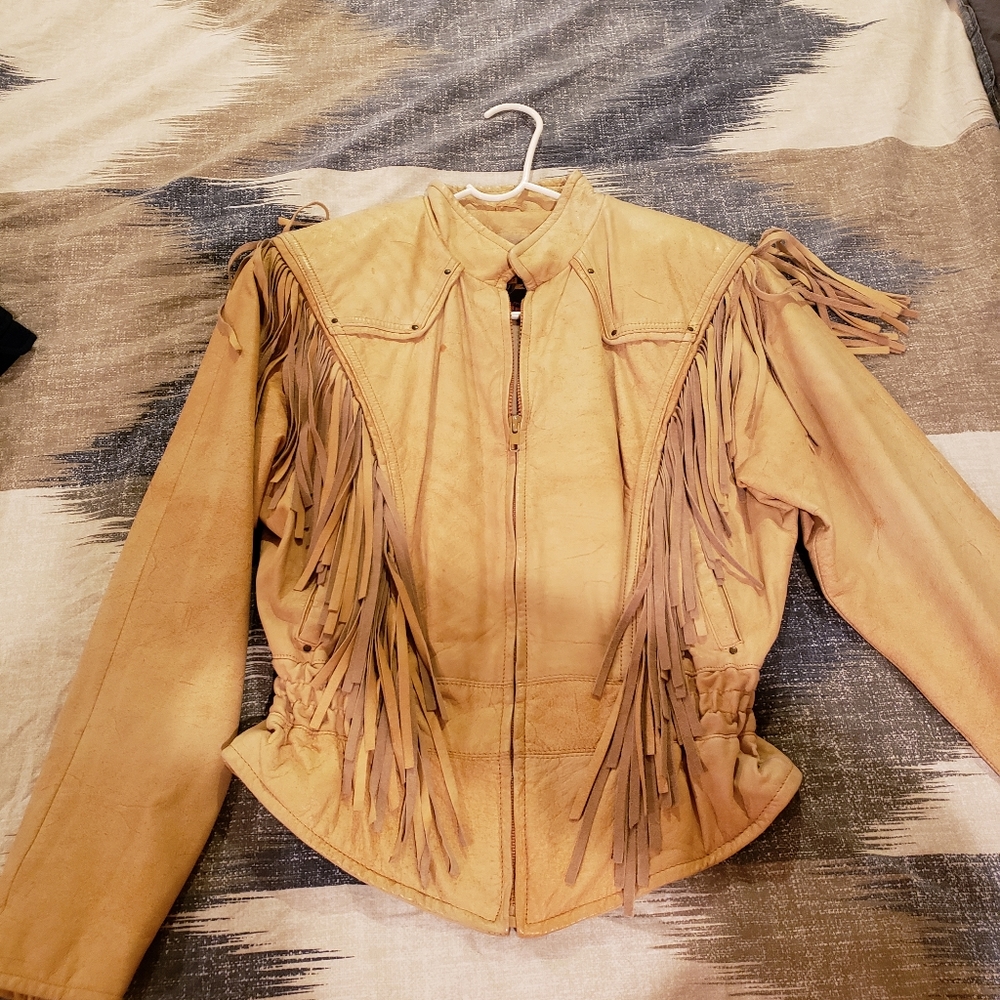 Fringe leather jacket